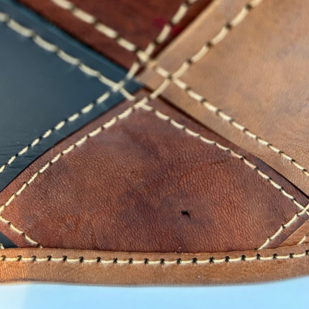 Vintage Patchwork Leather Tote – Brown & Black Boho Artisan Shoulder Bag - Picture 15 of 15